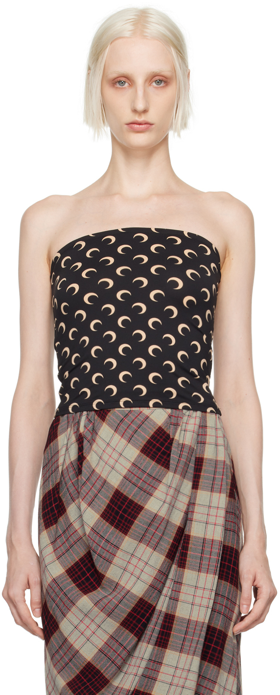 Black All Over Moon Tank Top by Marine Serre on Sale
