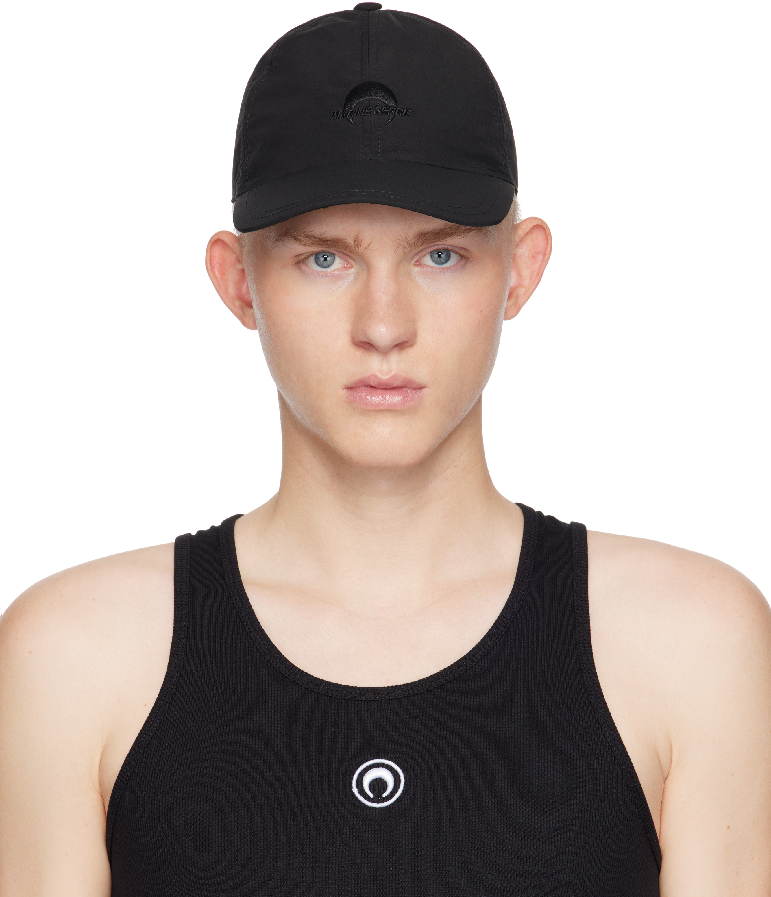 Black MS Sport Nylon Baseball Cap