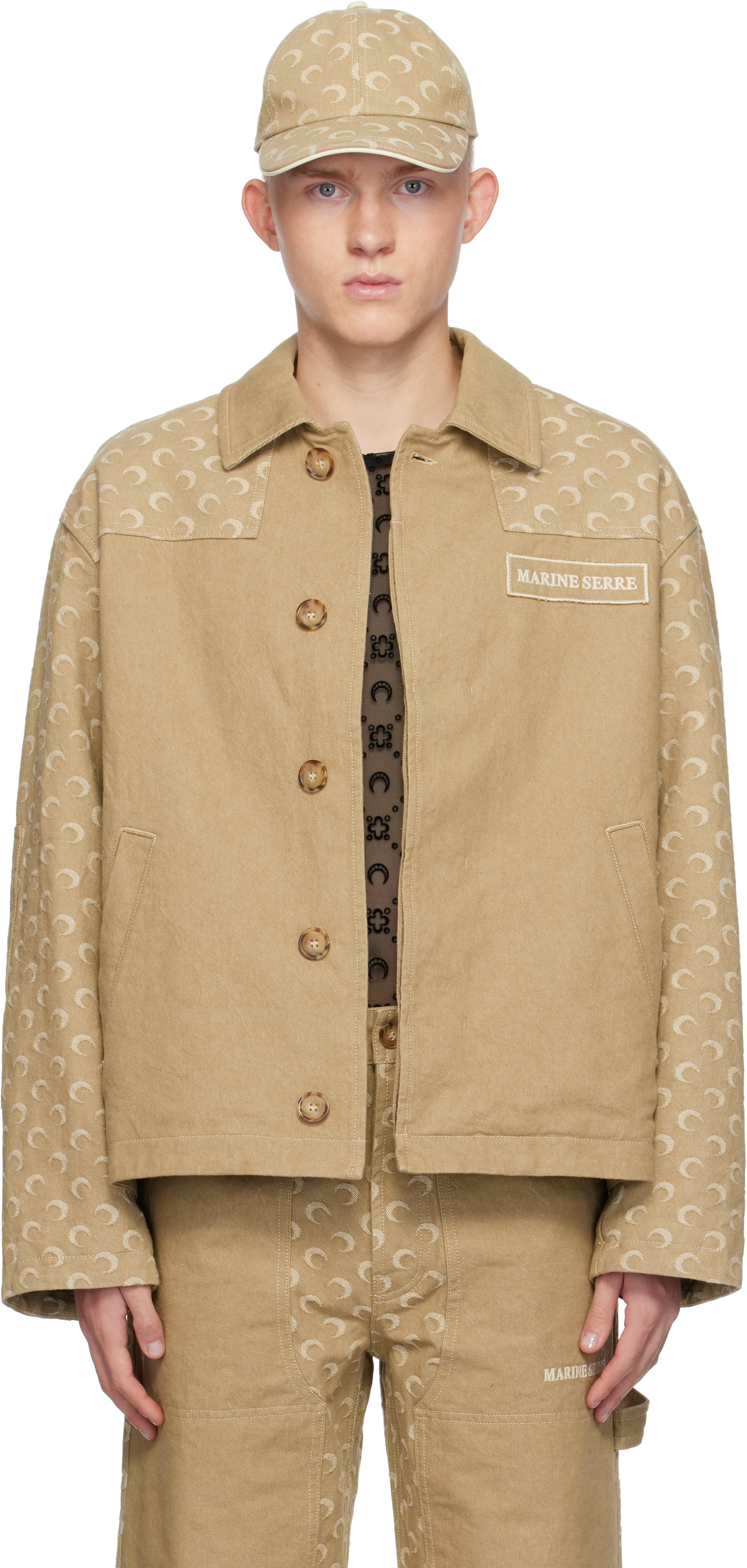 Beige Moon Jacquard Twill Chore Jacket