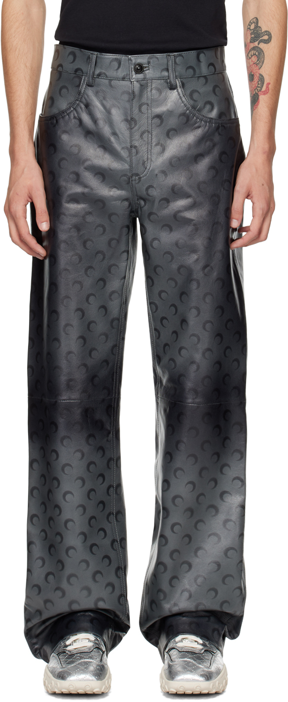 Gray Moon Airbrushed Leather Pants