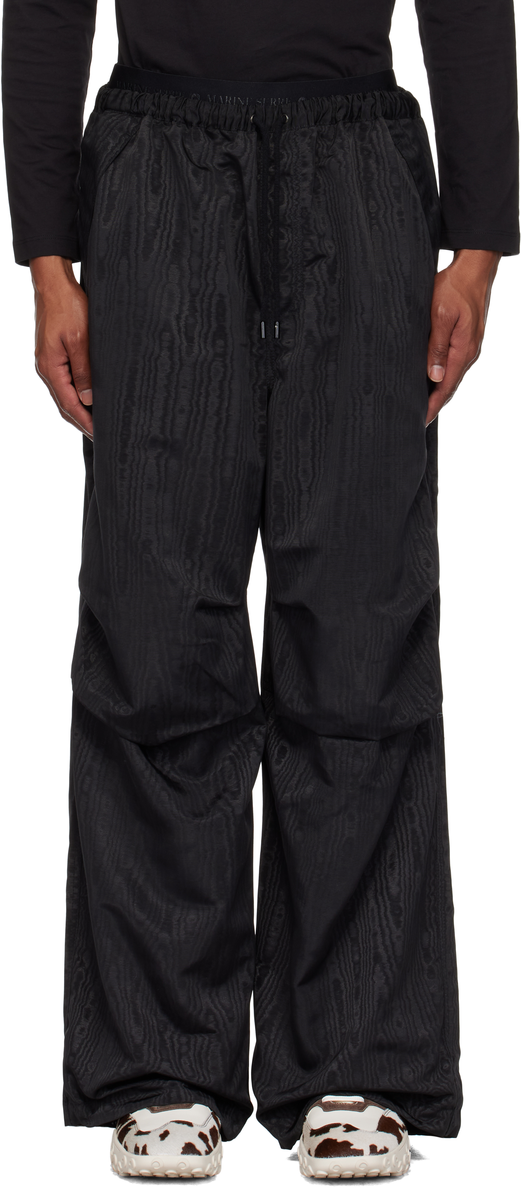 Black Recycled Moiré Parachute Sweatpants