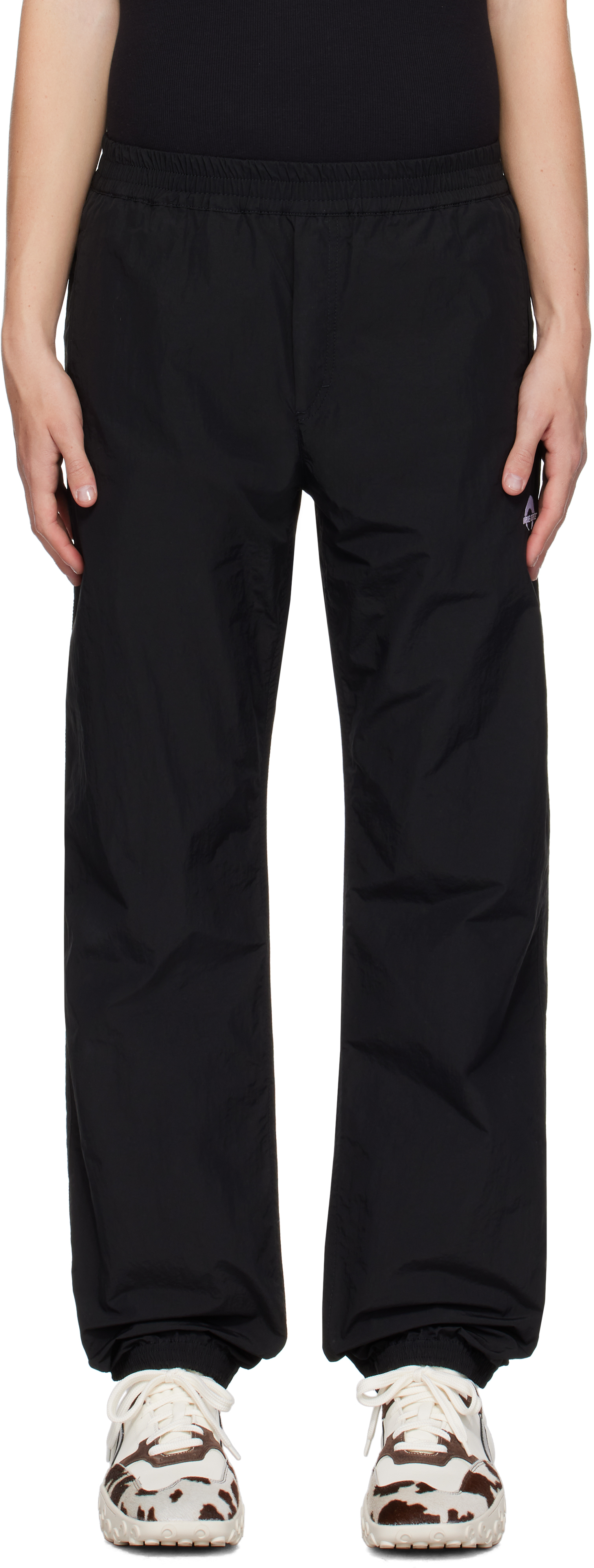 Black Sport Nylon Track Pants