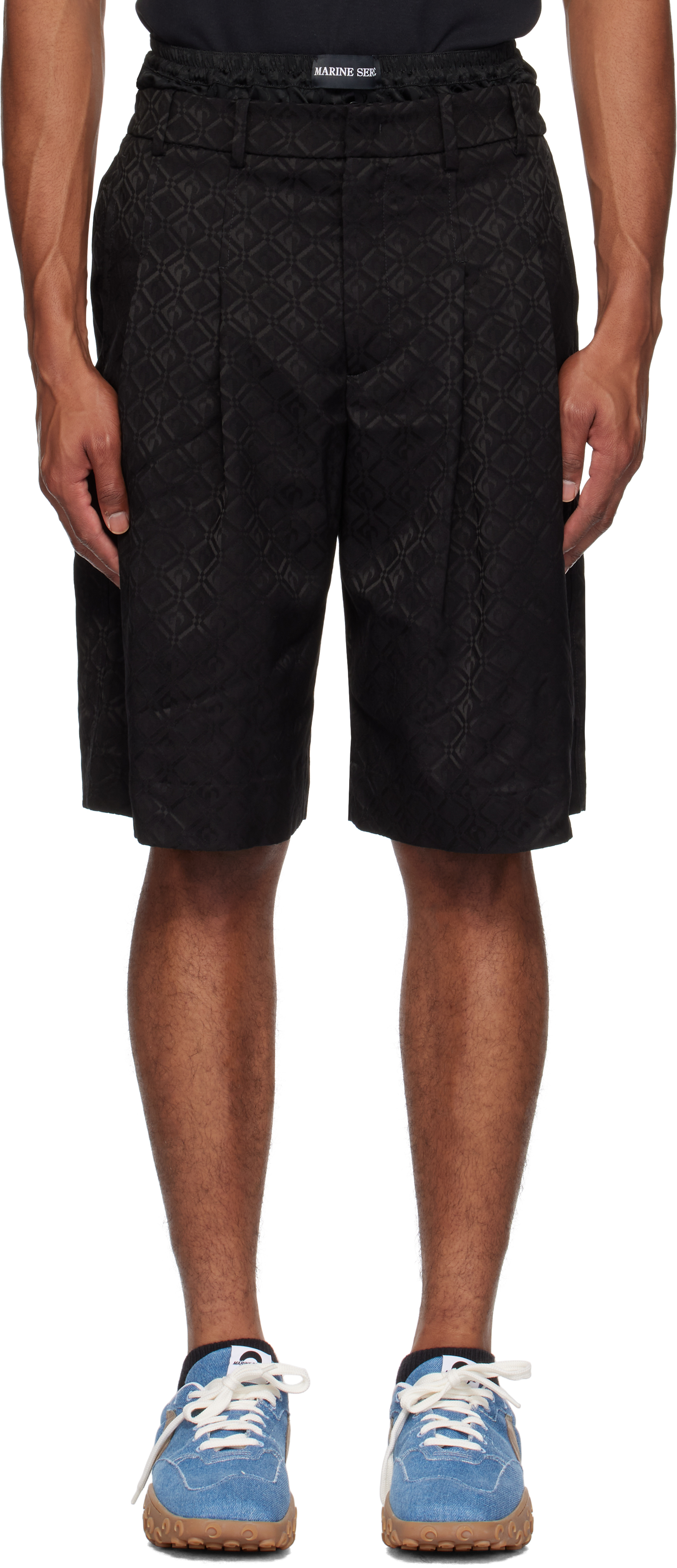 Black Moon Diamond Jacquard Tailoring Shorts