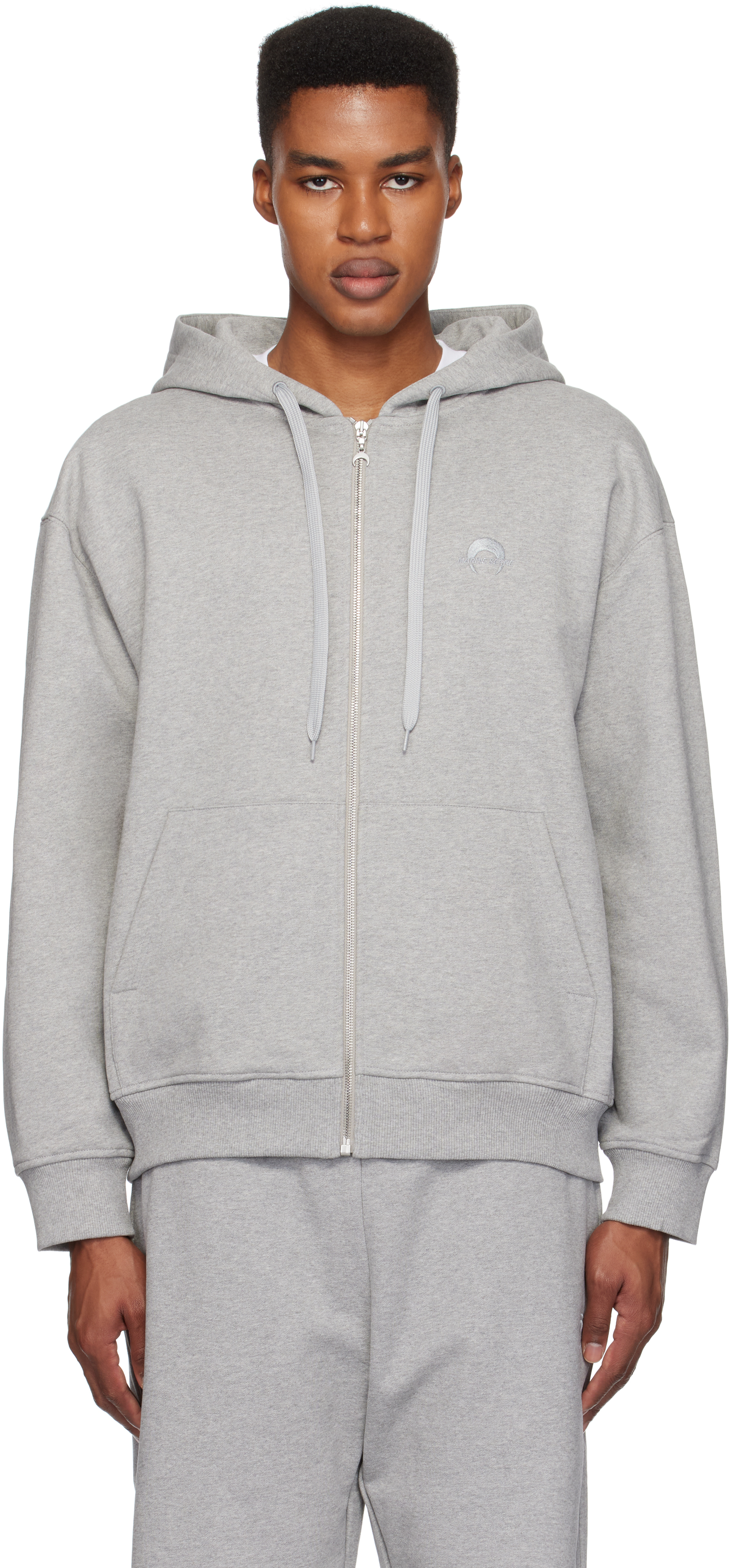 Gray Moon Logo Fleece Zipped Hoodie