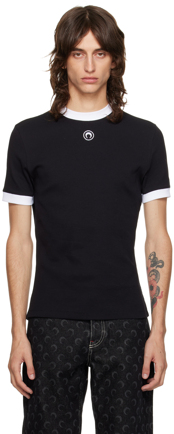 Shop Marine Serre Black Moon Logo T-shirt In Bk99 Black