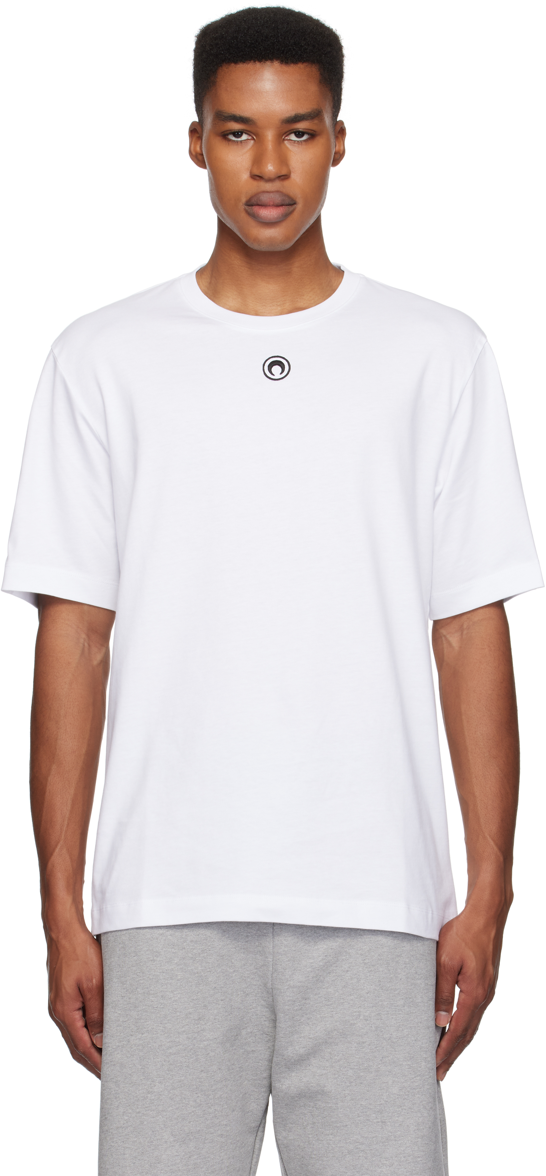 Shop Marine Serre White Organic Cotton Plain T-shirt In Wh10 White