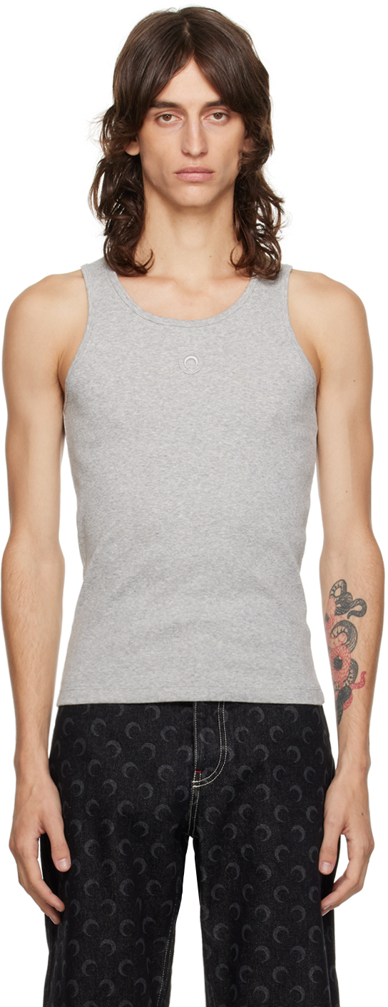 Shop Marine Serre Gray Organic Cotton Tank Top In Gr50 Grey