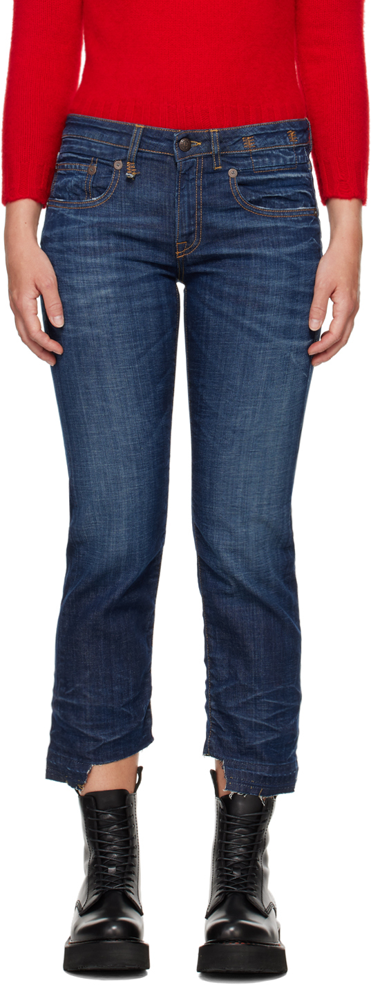 R13 Indigo Boy Straight Jeans In Howell Indigo