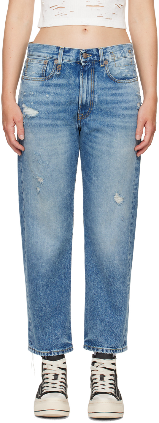 R13 Indigo Boyfriend Jeans In Blue