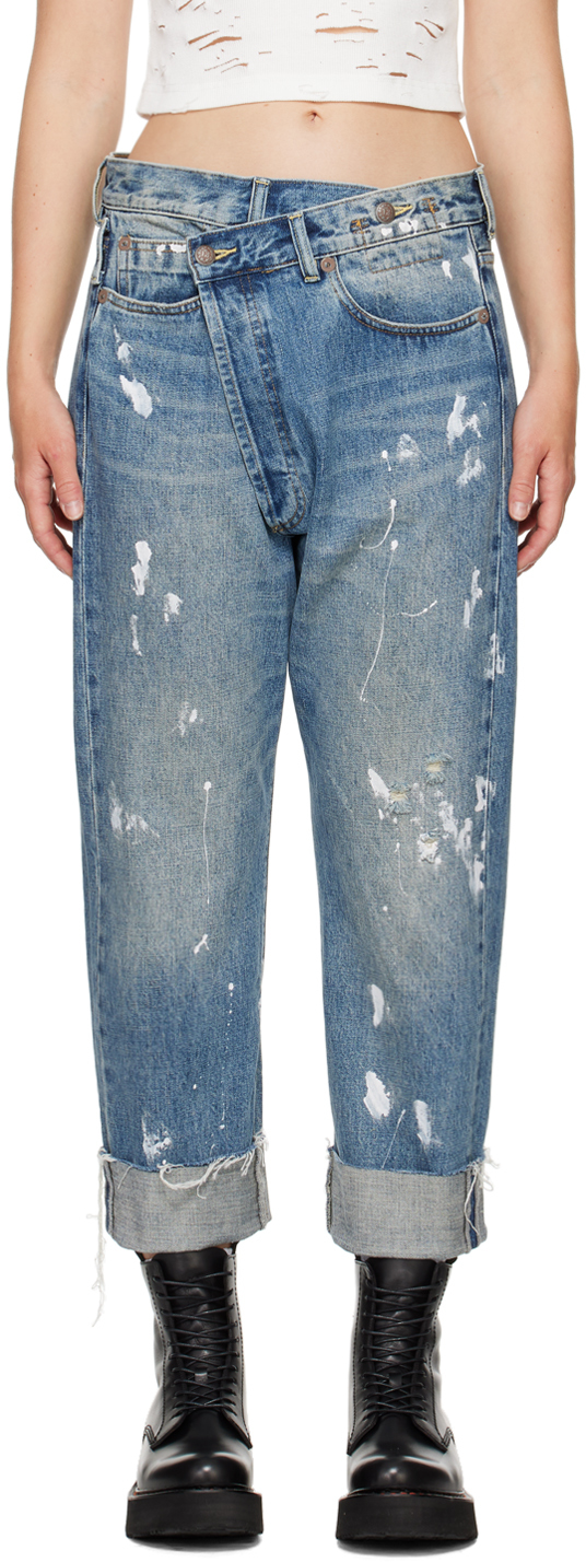 R13 Ssense Exclusive Blue Crossover Jeans