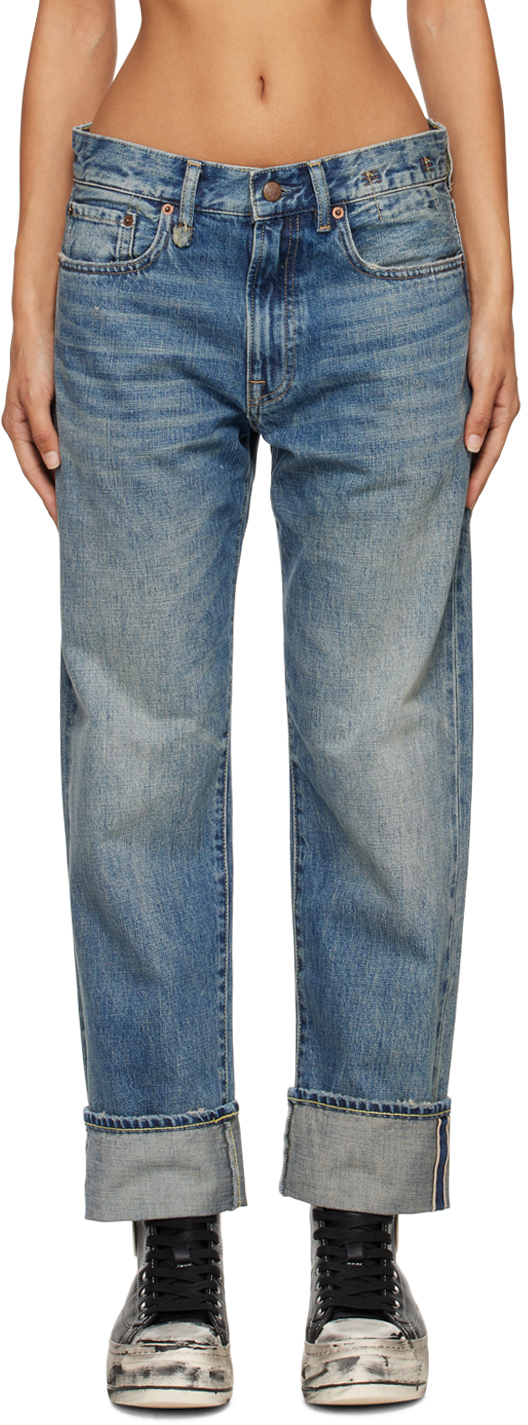 Shop R13 Blue Boyfriend Jeans In Aspen Selvedge Blue