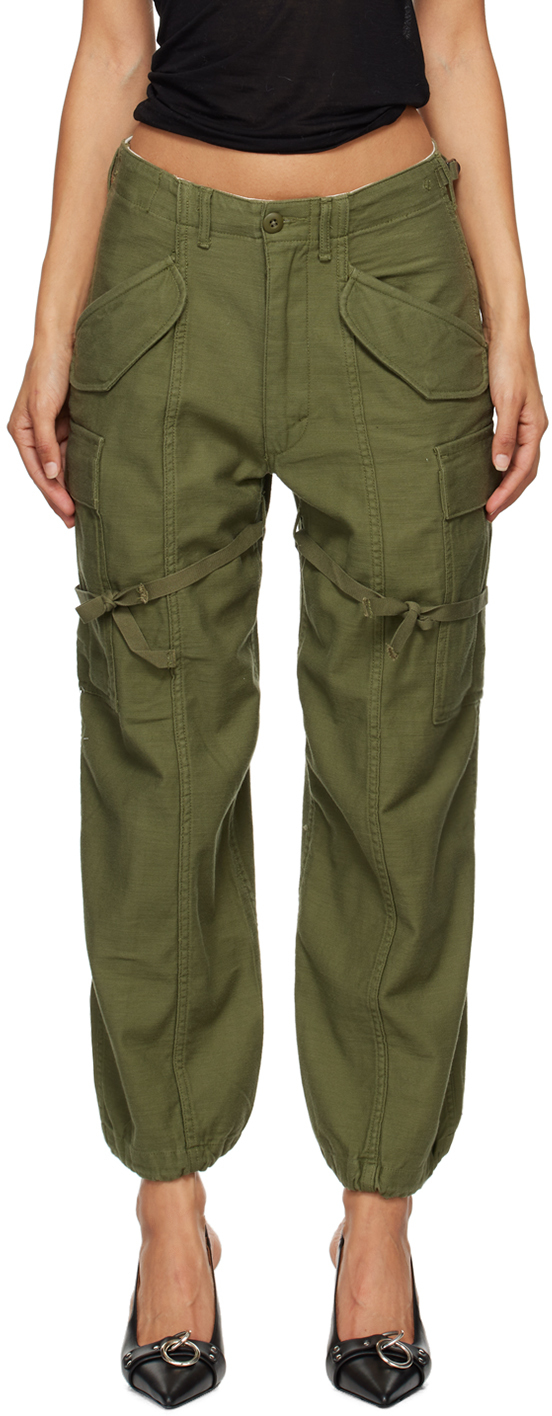 Khaki Cropped Cargo Trousers