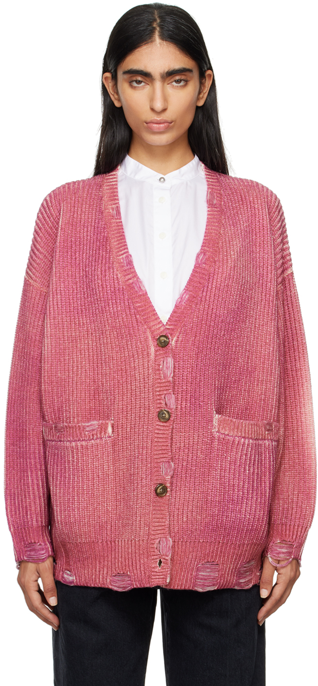 Shop R13 Pink Oversized Cardigan In Raspberry Print