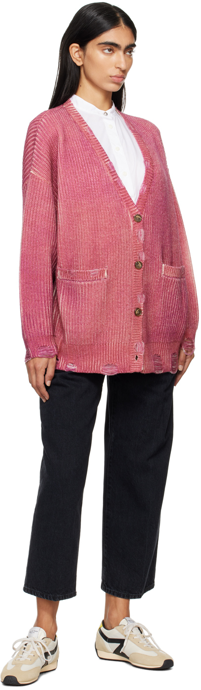R13 Oversized Cardigan Raspberry Print In Raspberry Print