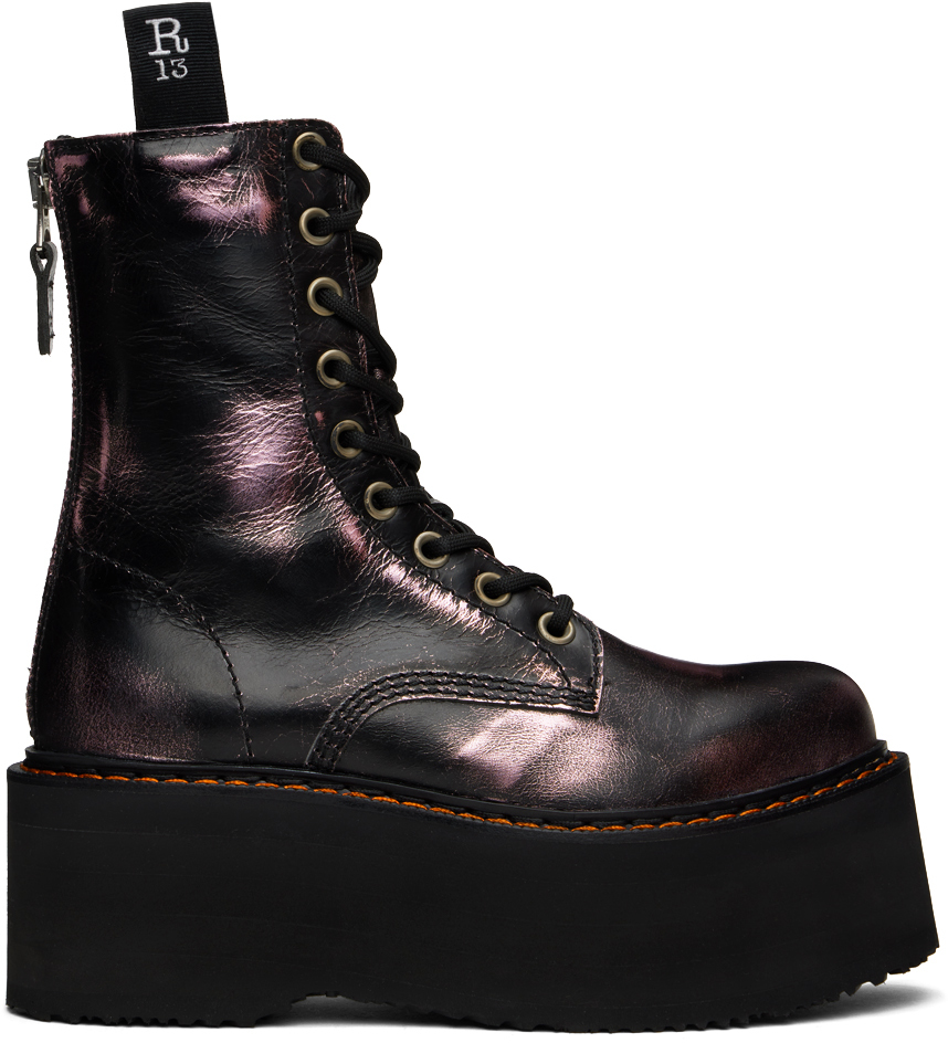 Black & Pink Double Stack Boots