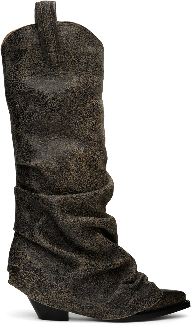 Brown Mid Cowboy Sleeve Boots