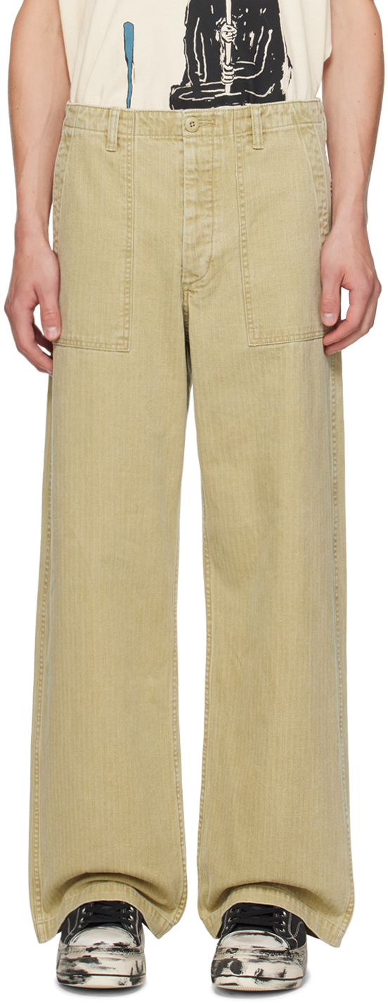 ROUGH WOOL 3TUCK BAGGY TROUSERS .15 / BEIGE