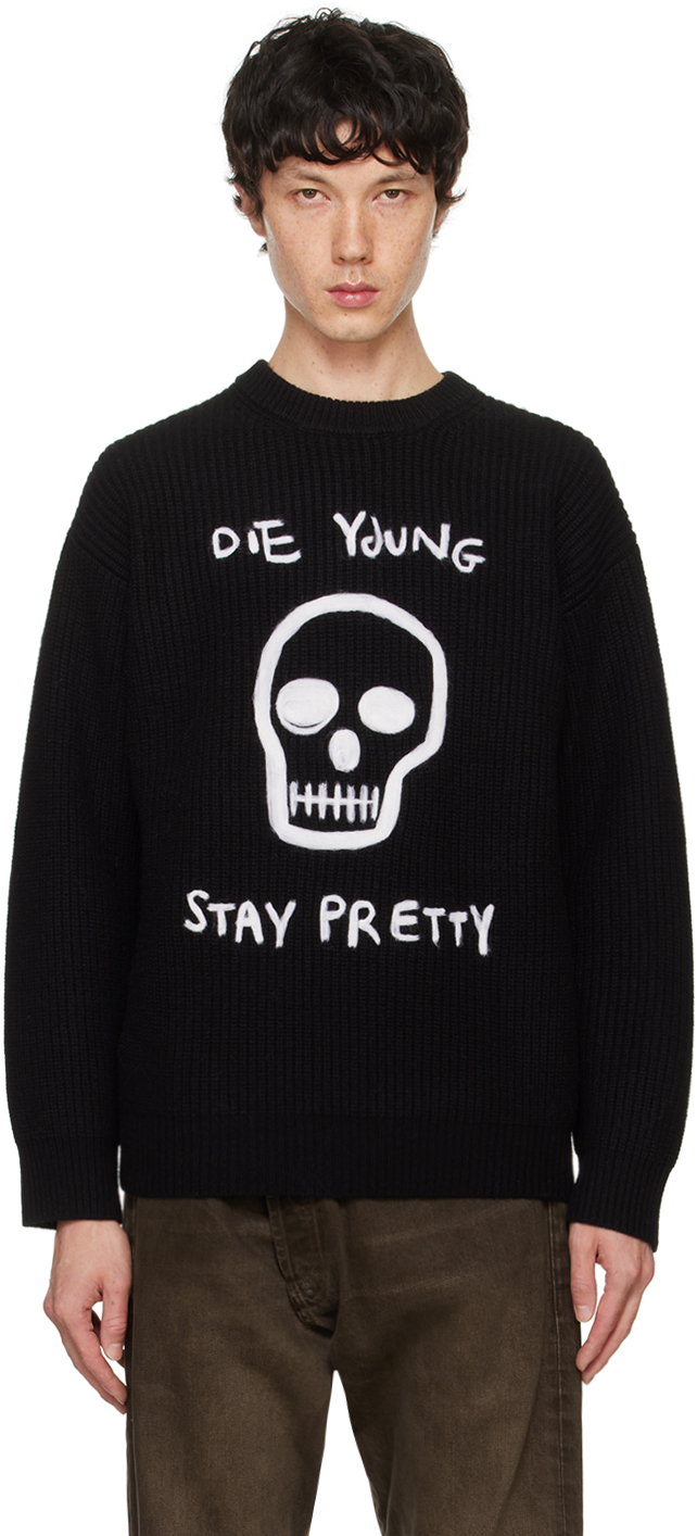 Shop R13 Black Wool Boyfriend 'die Young' Sweater