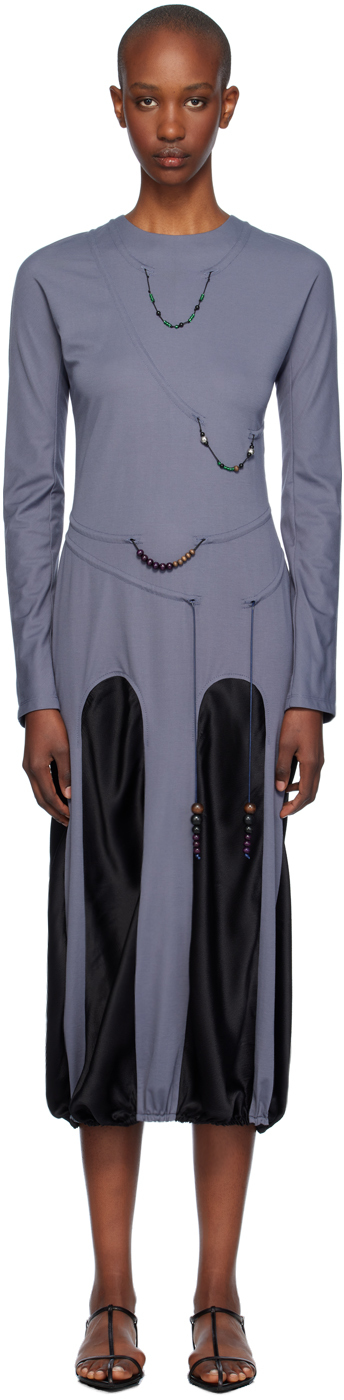 Shop J.kim Gray Amulets Midi Dress In Dark Grey/black