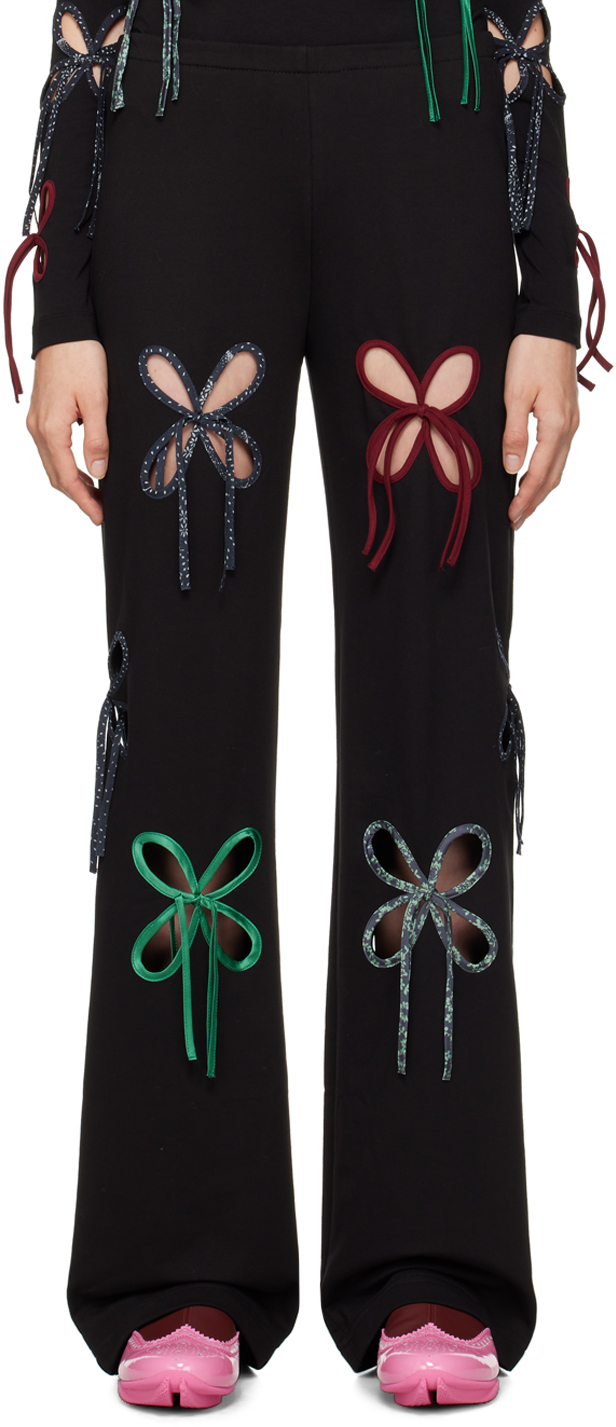 Shop J.kim Black Colorful Petal Lounge Pants In Black/multicolor