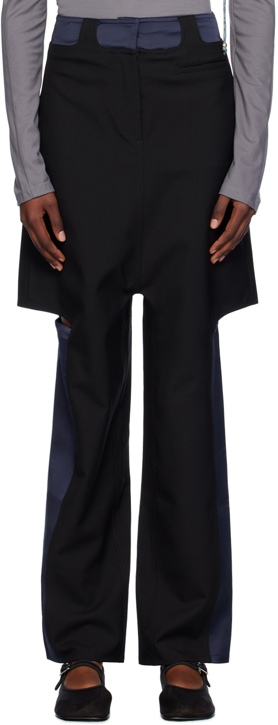 Shop J.kim Black & Navy Lazzat Classic Trousers In Black/blue