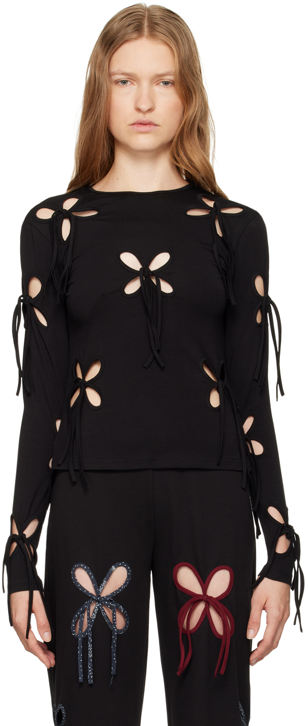 Shop J.kim Black Petal T-shirt