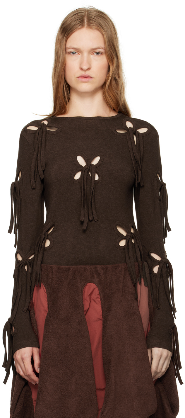 Shop J.kim Brown Petal T-shirt