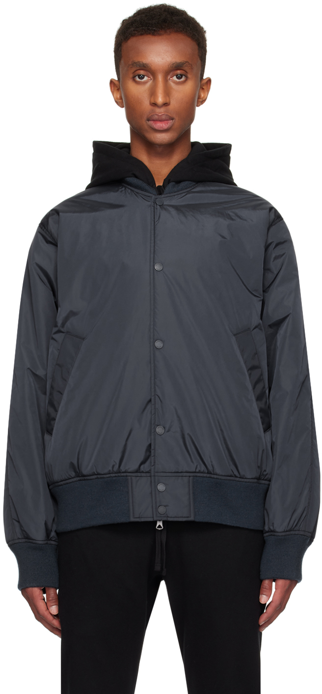 Navy ECONYL Satin Nylon Stadium Jacket