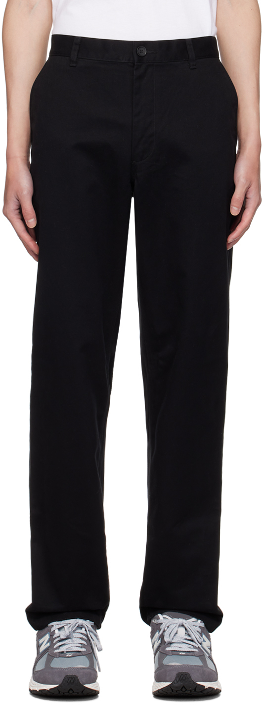 Shop Reigning Champ Black Cotton Chino Ivy Trousers In 001 Black