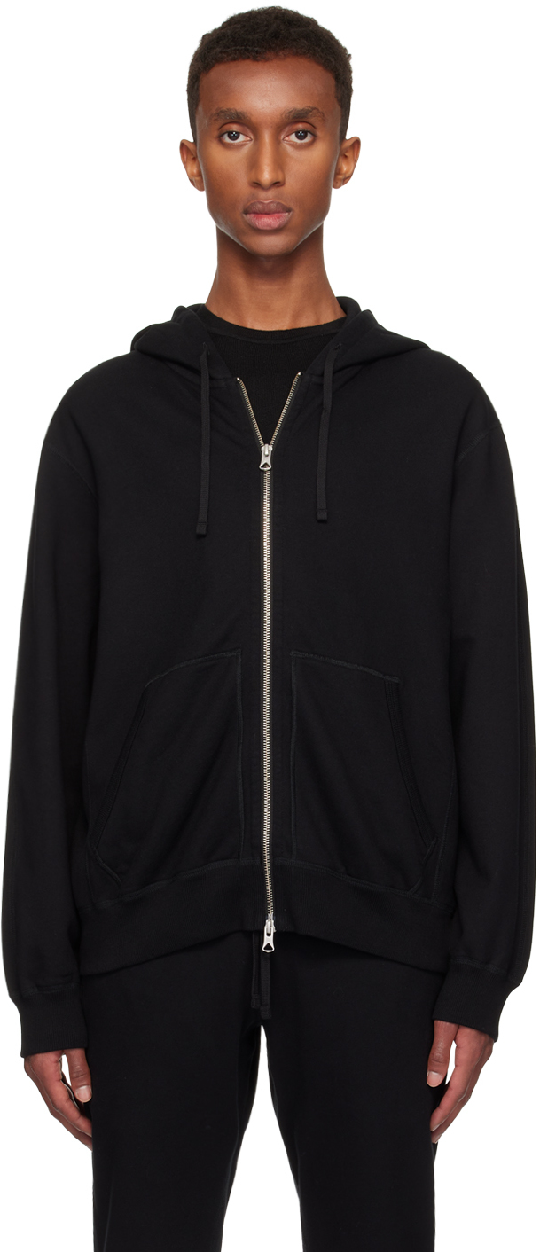 Black Midweight Terry Standard Zip Hoodie