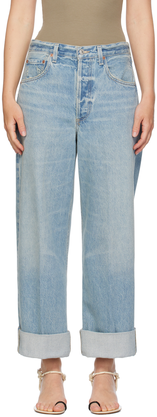 Blue Ayla Baggy Cuffed Crop Jeans