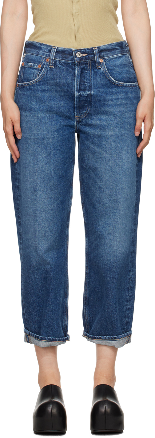 Citizens Of Humanity Blue Dahlia Bow Leg Baby Roll Jeans In Claremont