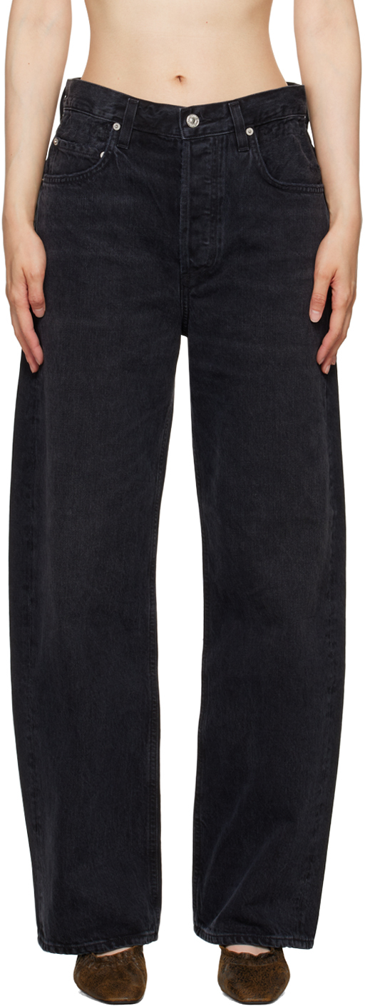 Shop Citizens Of Humanity Black Gwendoline Scrunch Jeans In Anthrocite