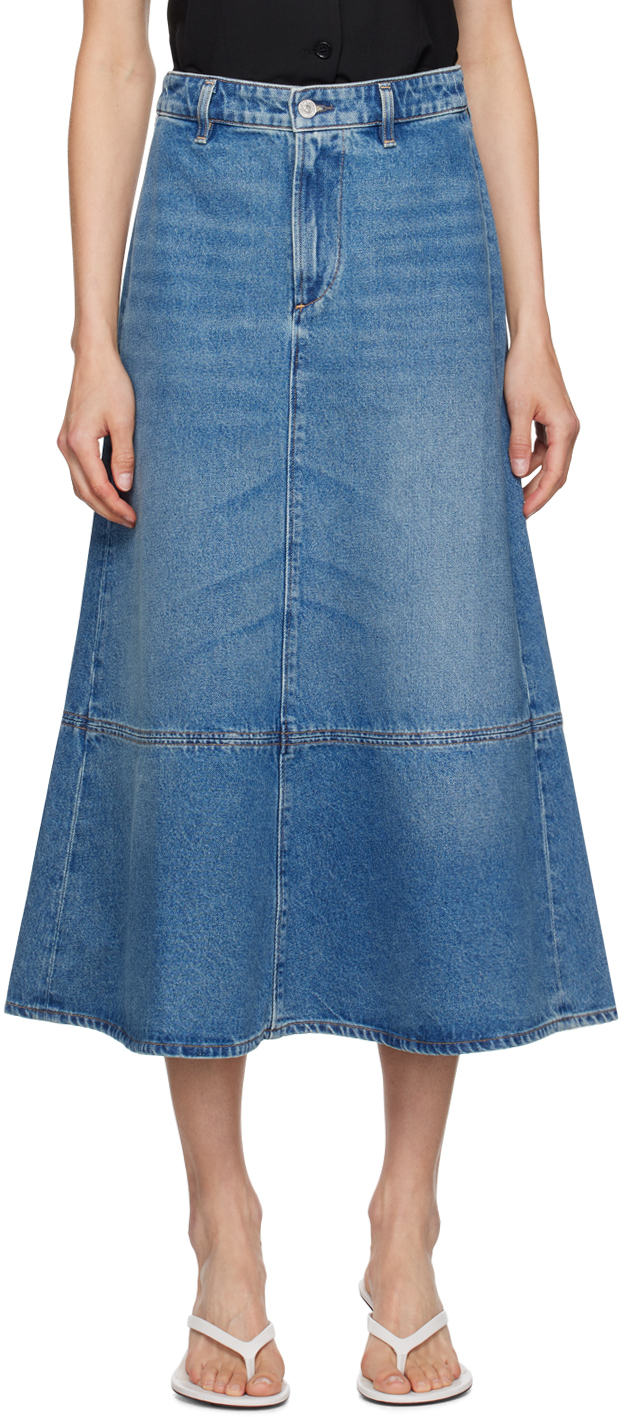 Shop Citizens Of Humanity Blue Cassia Denim Midi Skirt In Normandie