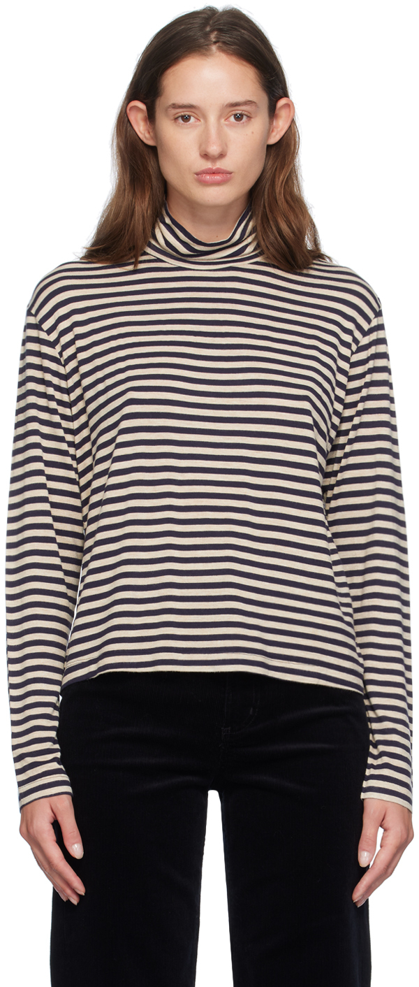 Citizen Of Humanity Alexandra Turtleneck Sweater In Navy Stripe In Navy Stripe