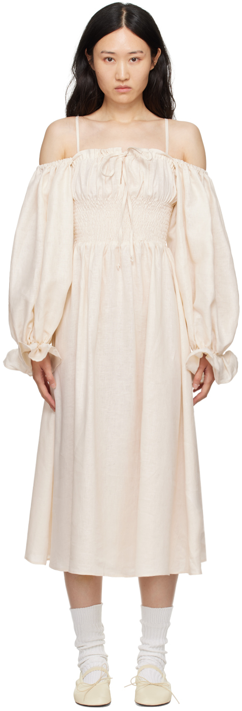 Shop Sleeper Off-white Cancan Maxi Dress In Milk