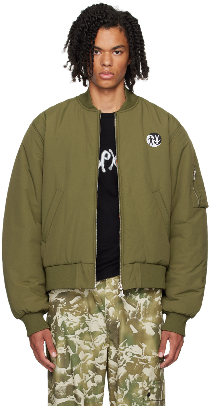 Khaki Desire Connections Reversible Bomber Jacket