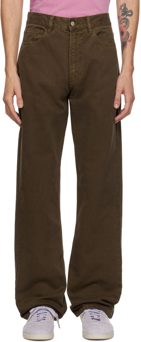 Shop Carne Bollente Brown Embroidered Jeans In Brown Denim