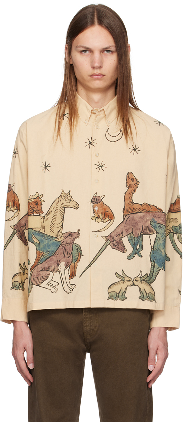 Shop Carne Bollente Beige Moonlight Fauna Shirt