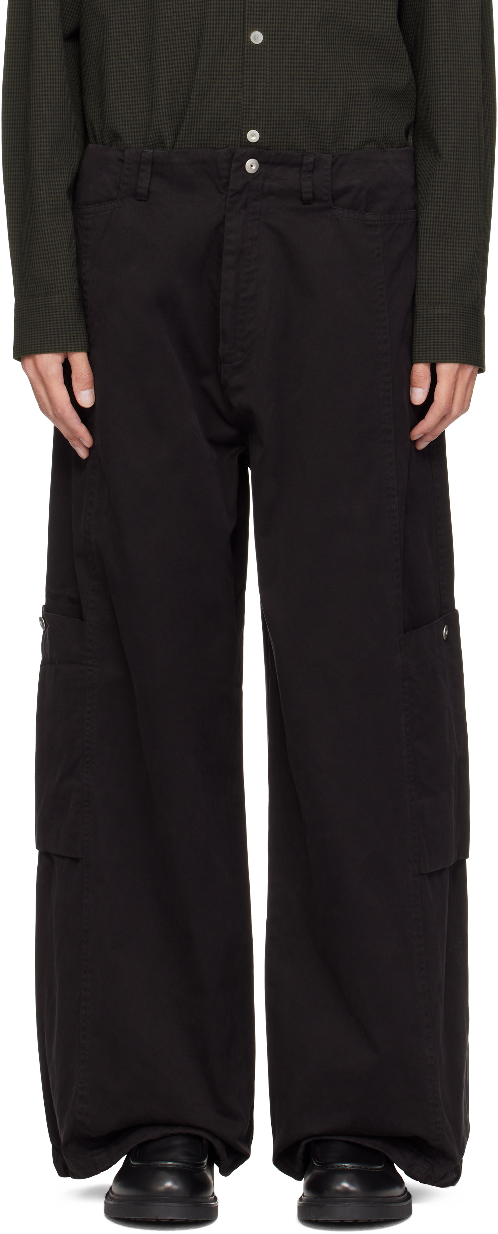 Black Panelled Bontan Cargo Pants