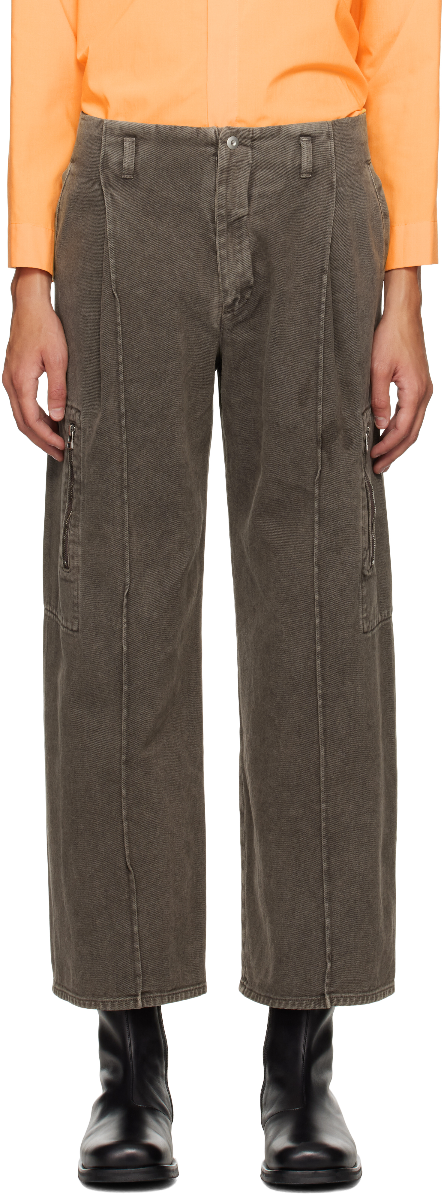 Brown Octet 2D Denim Cargo Pants