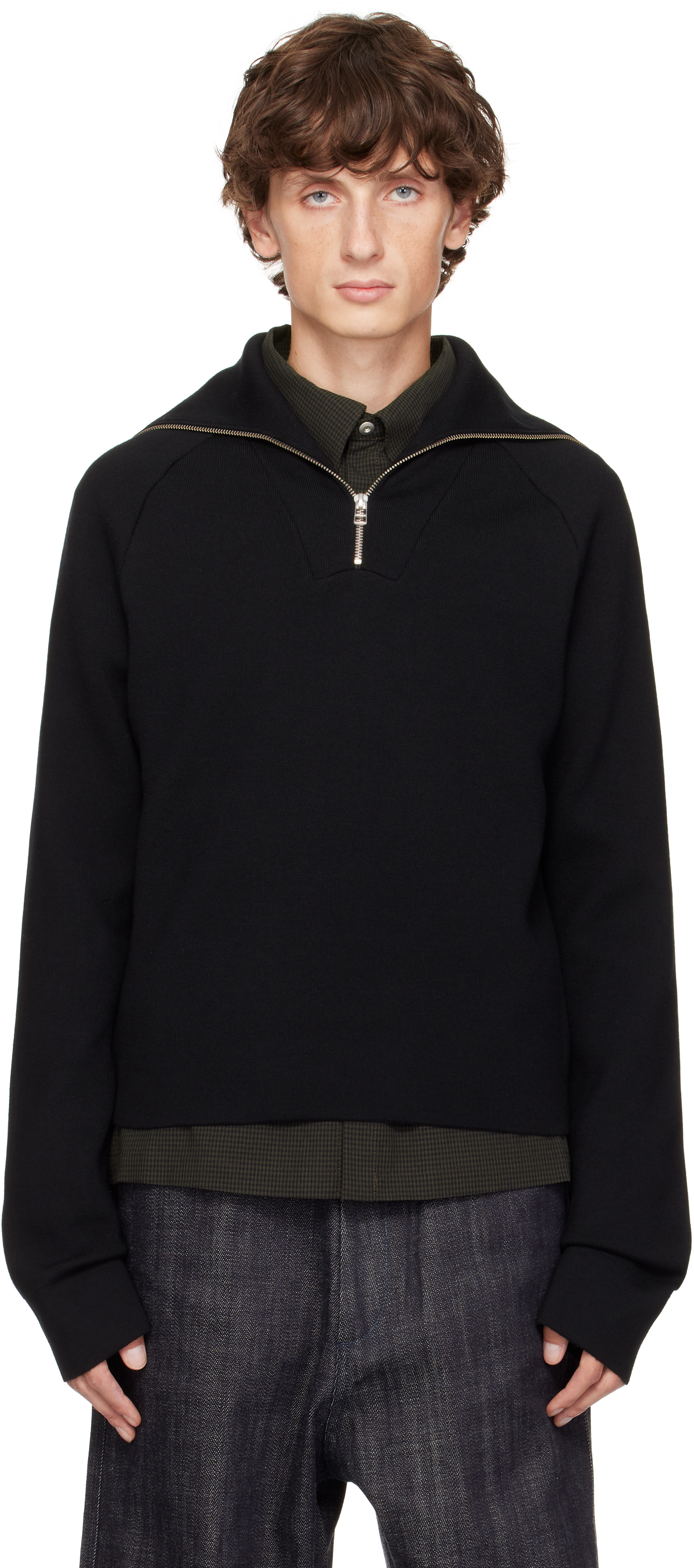 Shop Omar Afridi Black Knitted Drivers Sweatshirt