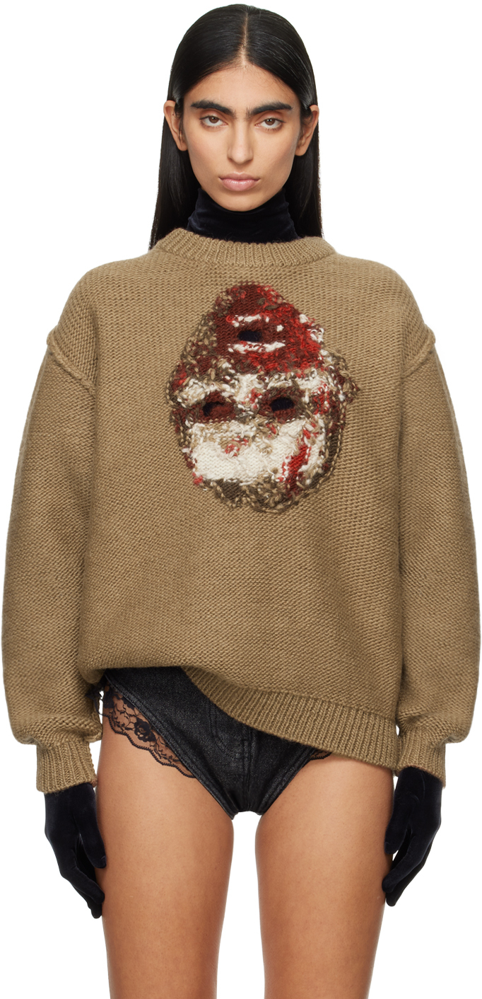 Shop Doublet Beige Acting Zombie Sweater In Brown