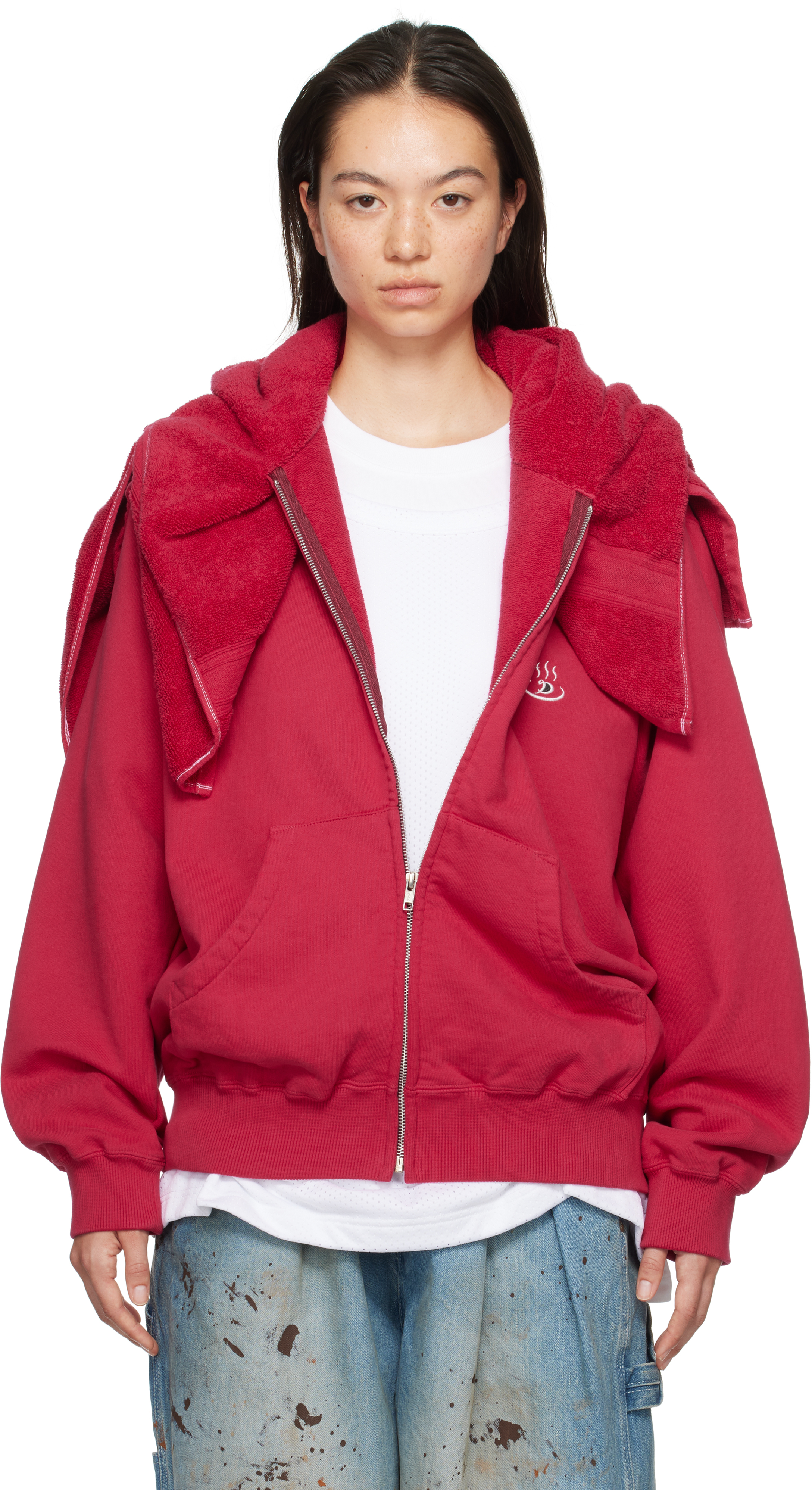 Shop Doublet Red Onsen Towel Hoodie