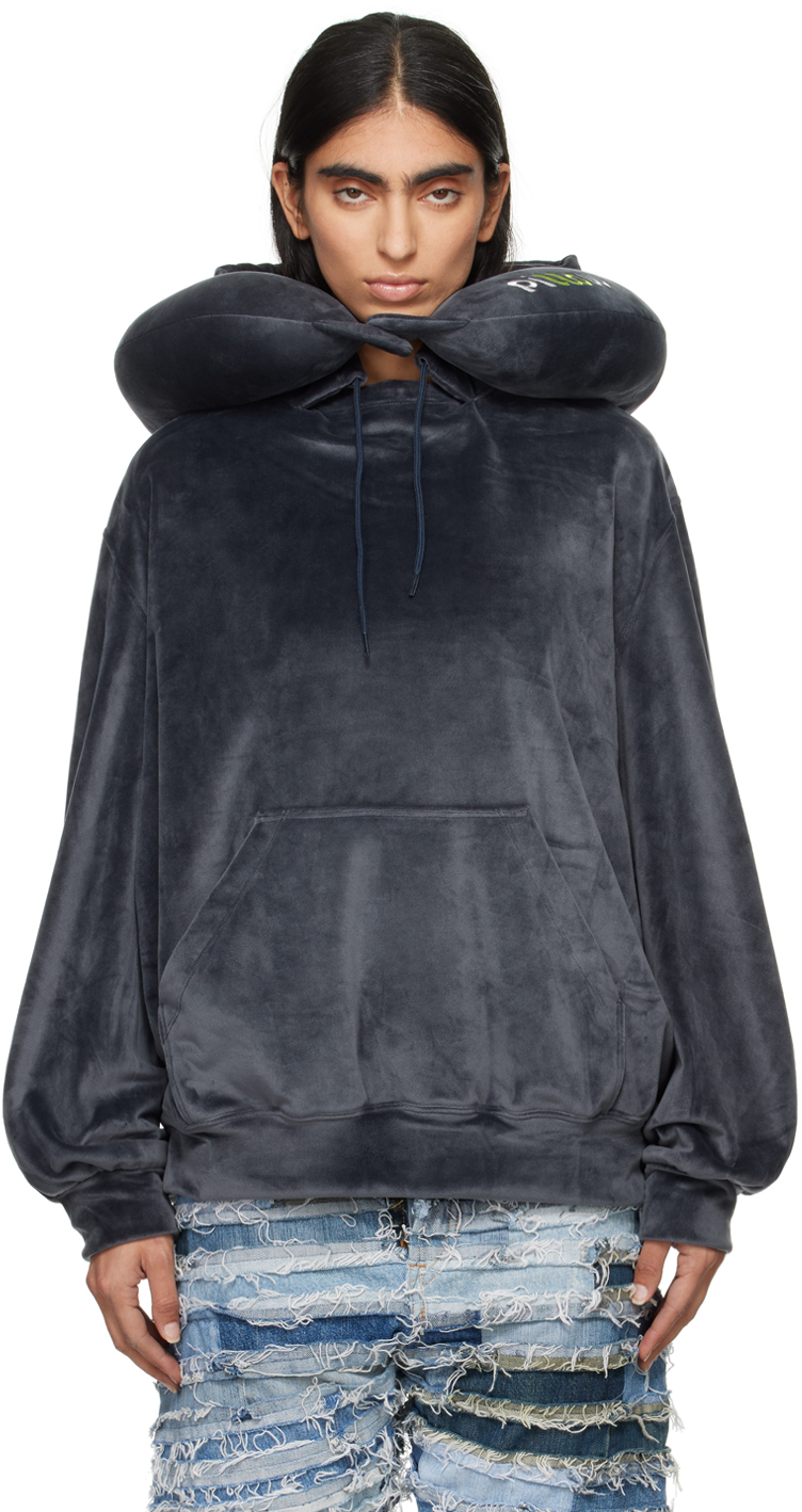 DOUBLET NAVY NECK PILLOW HOODIE 