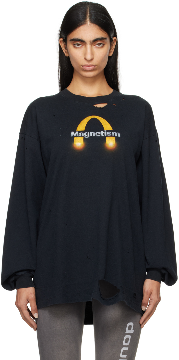 Black Magnetic Long-Sleeve T-shirt by doublet on Sale Black Magnetic Long-Sleeve T-shirt by doublet on Sale