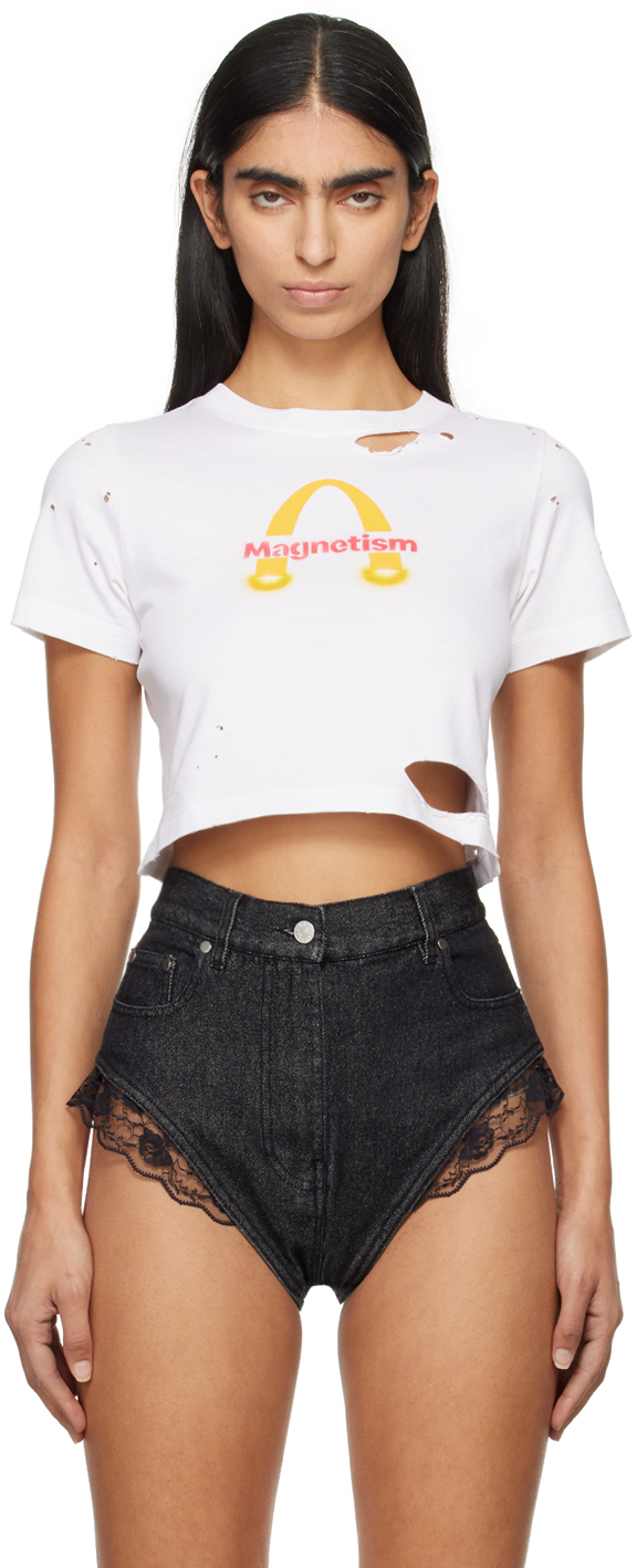 Shop Doublet White Magnetic Tight Fit T-shirt