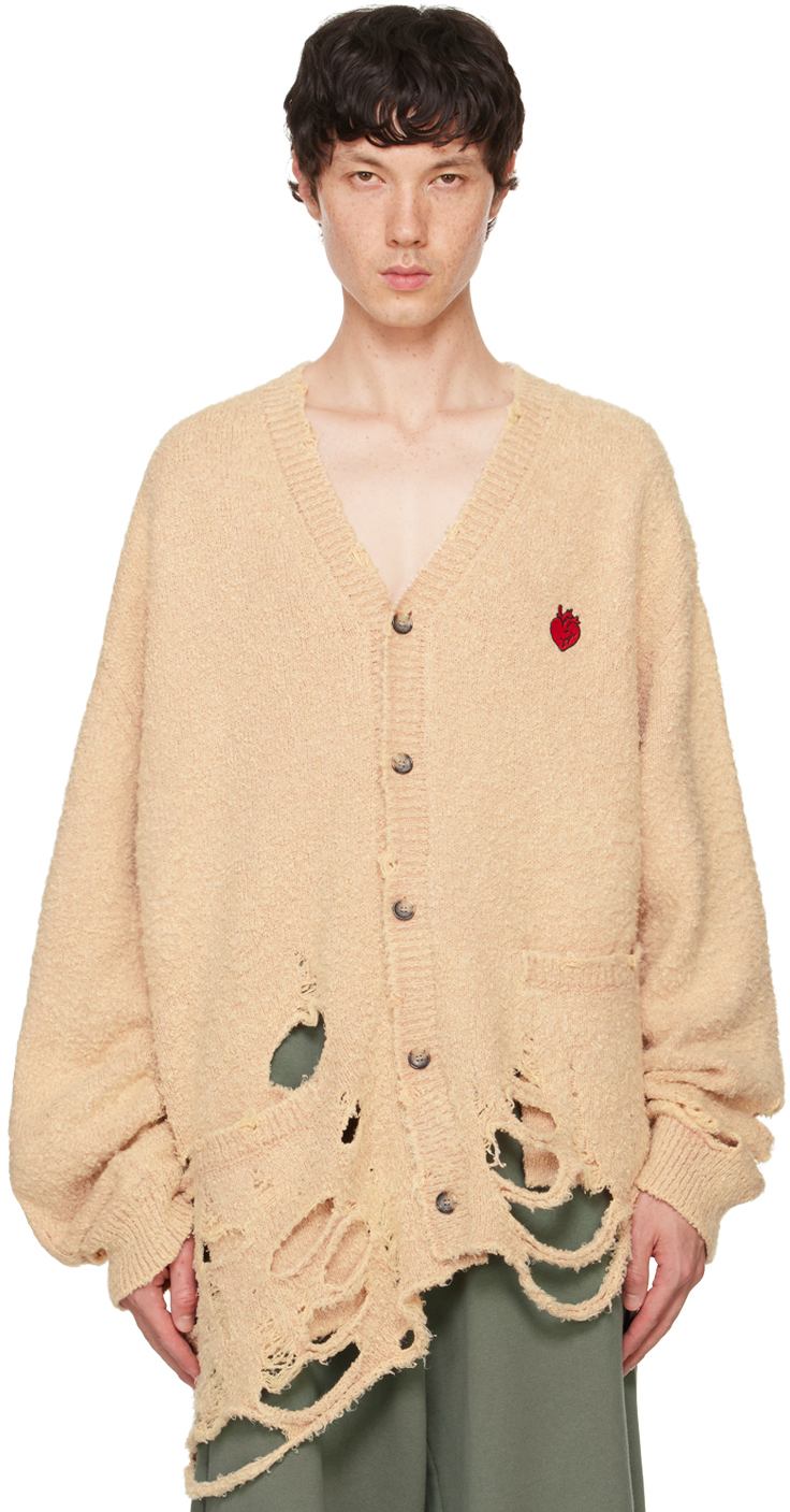 Beige Zombie Silhouette Knit Cardigan