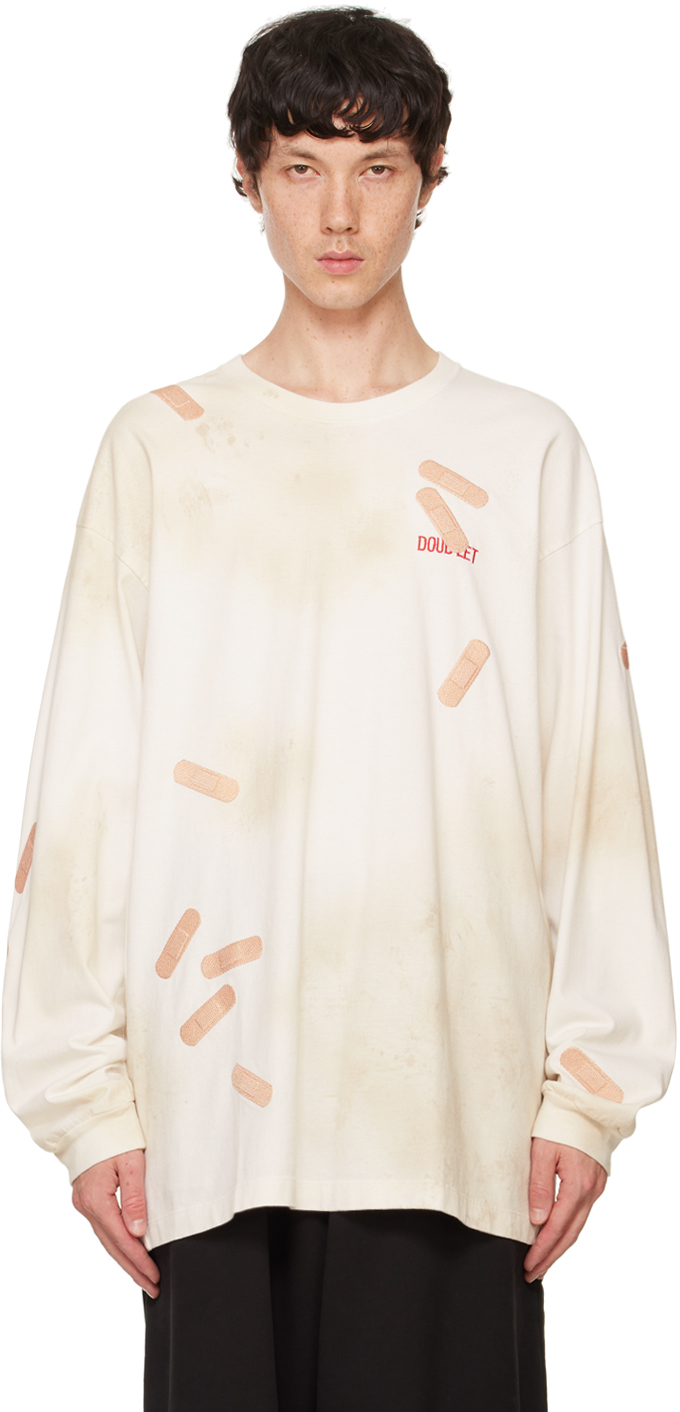 White Bandage Embroidery Long-Sleeve T-Shirt