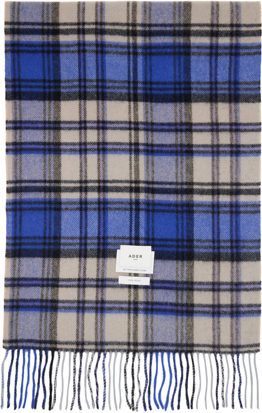 Shop Ader Error ブルー＆グレー Revint Plaid マフラー In Z-blue